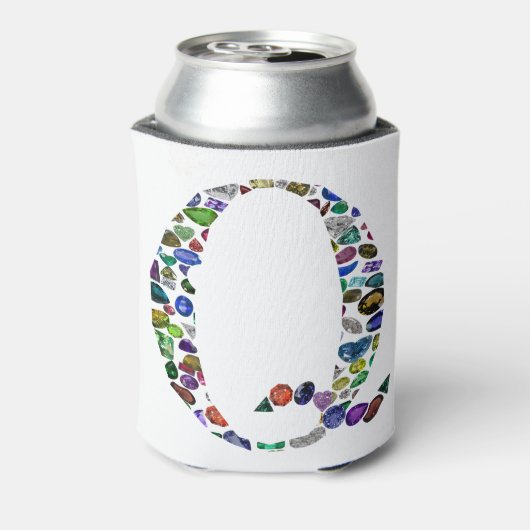 Edelsteen monogram letter Q Blikjeskoeler (Blikje Achterkant)