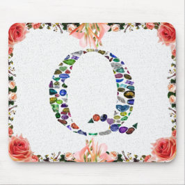 Edelsteen monogram letter Q Muismat