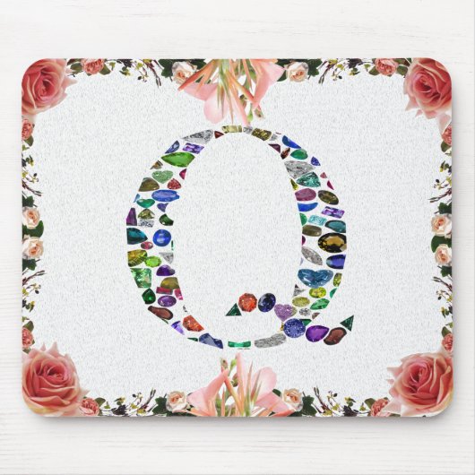 Edelsteen monogram letter Q Muismat (Voorkant)