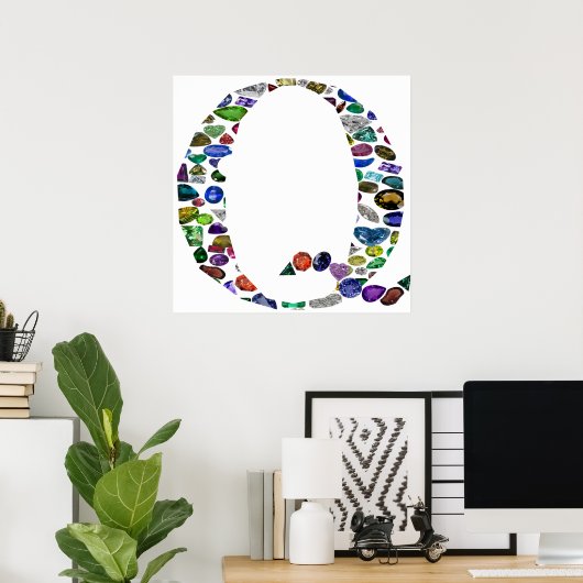 Edelsteen monogram letter Q Poster (Thuiskantoor)
