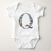Edelsteen monogram letter Q Romper (Voorkant)