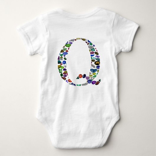Edelsteen monogram letter Q Romper (Achterkant)