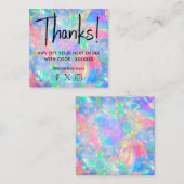 Edelsteen neon opaal textuur kortingskaart vierkante visitekaartje (Voorkant / Achterkant)