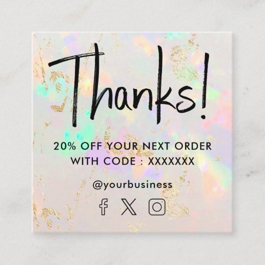 Edelsteen opaal kortingskaart vierkante visitekaartje (Voorkant)