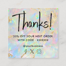 Edelsteen opaal kortingskaart vierkante visitekaartje