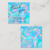 Edelsteen pastel blauw opaal dank u vierkante visitekaartje (Voorkant / Achterkant)
