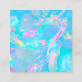 Edelsteen pastel blauw opaal dank u vierkante visitekaartje (Achterkant)