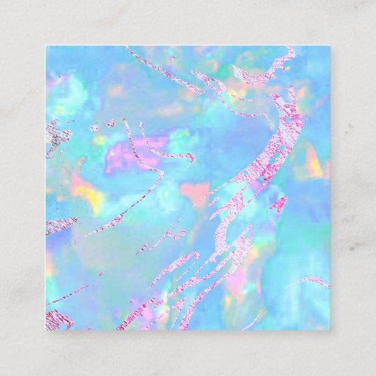 Edelsteen pastel blauw opaal dank u vierkante visitekaartje (Achterkant)