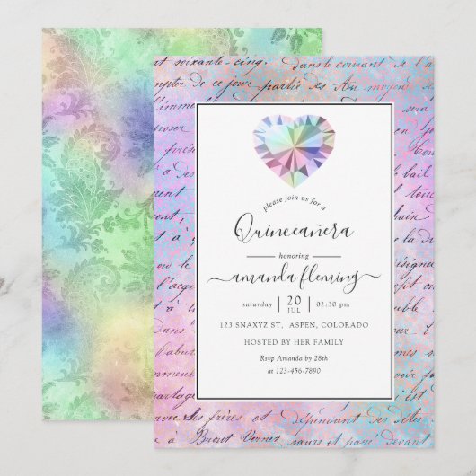 Edelsteen Quinceañera Kaart (Voorkant / Achterkant)