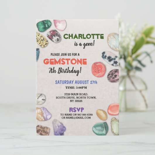 Edelsteen Verjaardagsfeest Rocks Edelstenen Krista Kaart (Staand voorkant)