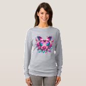 Edelsteen Vlinder Met Roze Rozen T-Shirt (Voorkant volledig)
