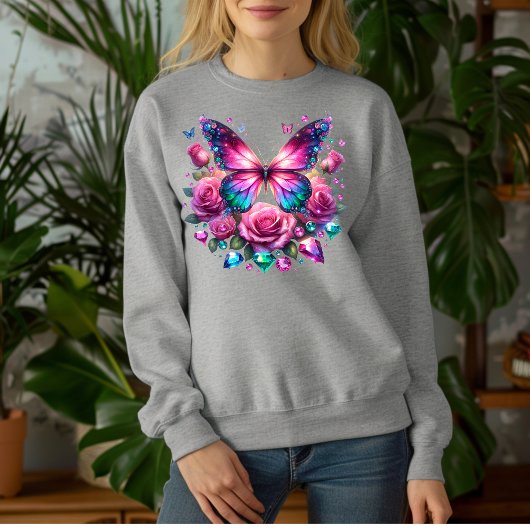 Edelsteen Vlinder Met Roze Rozen T-Shirt