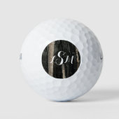 Edelsteen Zwart-wit Verticale Streep Monogram Golfballen (Voorkant)