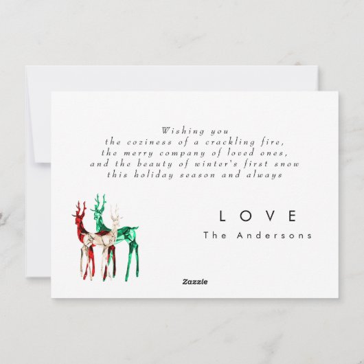 Edelstenen Crystal Rendier Kerstvakantie Kaart (Achterkant)