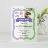 Edelstenen & Dinosaurus Joint Boy Girl Verjaardag  Kaart (Staand voorkant)