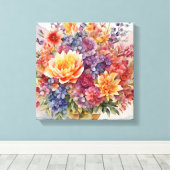 Edelstenen Elegantie Levendige Waterverf Bloemmees Canvas Afdruk (Insitu (Houten vloer))