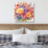 Edelstenen Elegantie Levendige Waterverf Bloemmees Canvas Afdruk (Insitu (Slaapkamer))