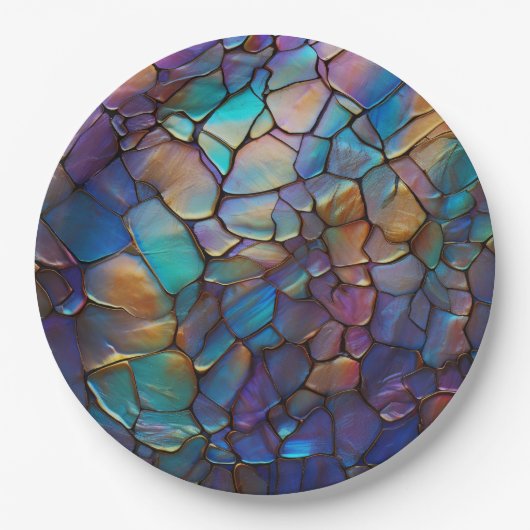 Edelstenen Elementen Opaal Kleurrijk Mix Patroon Papieren Bordje (Voorkant)