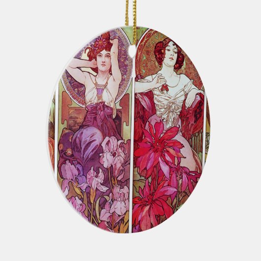 Edelstenen en bloemen, Alphonse Mucha Keramisch Ornament (Rechts)