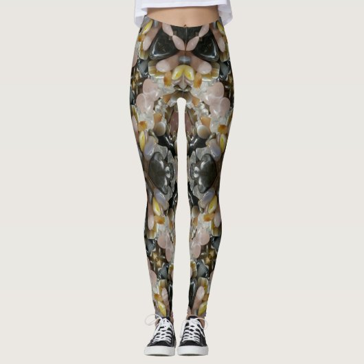 Edelstenen en kristallen Mandala Fractal Leggings (Voorkant)