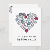 Edelstenen Hart Mijn Bruidsmeisje Verticaal Uitnodiging Briefkaart (Voorkant / Achterkant)