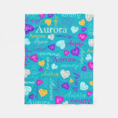 Edelstenen harten aangepaste naam kleurrijke Auror Fleece Deken (Voorkant)