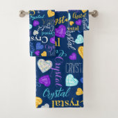 Edelstenen harten aangepaste naam kleurrijke Cryst Bad Handdoek (Insitu)