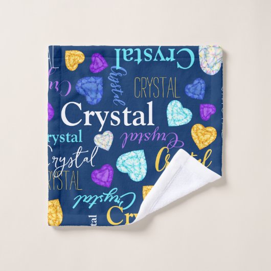 Edelstenen harten aangepaste naam kleurrijke Cryst Bad Handdoek (Wasdoekje)