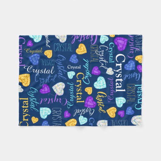 Edelstenen harten aangepaste naam kleurrijke Cryst Fleece Deken (Voorkant (Horizontaal))