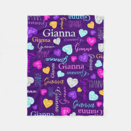 Edelstenen harten aangepaste naam kleurrijke Giann Fleece Deken