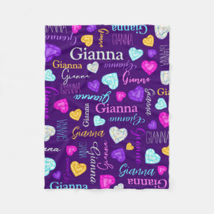 Edelstenen harten aangepaste naam kleurrijke Giann Fleece Deken