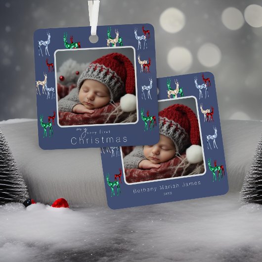 Edelstenen kristal rendier baby's eerste kerst metalen ornament
