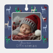 Edelstenen kristal rendier baby's eerste kerst metalen ornament (Voorkant)