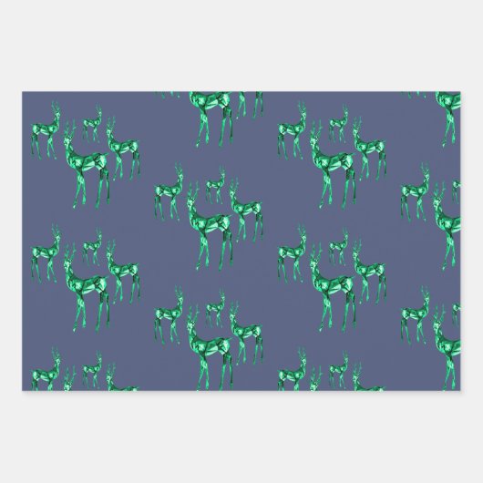 Edelstenen Kristal Rendier Kerstpatroon Inpakpapier Vel (Voorkant 2)