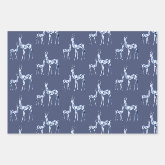 Edelstenen Kristal Rendier Kerstpatroon Inpakpapier Vel (Voorkant)