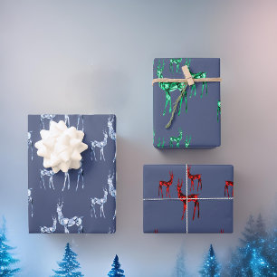 Edelstenen Kristal Rendier Kerstpatroon Inpakpapier Vel