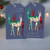 Edelstenen kristal rendier Vrolijk kerstfeest Cadeaulabel