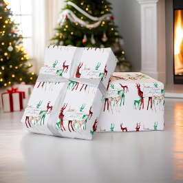 Edelstenen kristal rendier Vrolijke kerstvakantie Cadeaupapier