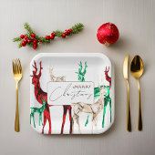 Edelstenen kristal rendier Vrolijke kerstvakantie Papieren Bordje