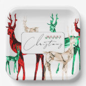 Edelstenen kristal rendier Vrolijke kerstvakantie Papieren Bordje (Voorkant)
