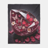 Edelstenen kristallen robijnrode vlindertuin fleece deken (Voorkant)