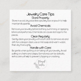 Edelstenen Sieraden Care Tips Vierkante Visitekaartje