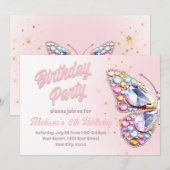 edelstenen vlinder ontwerp Verjaardag Uitnodiging (Voorkant / Achterkant)