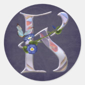 Edelvlinder Initiaal K Ronde Sticker (Voorkant)