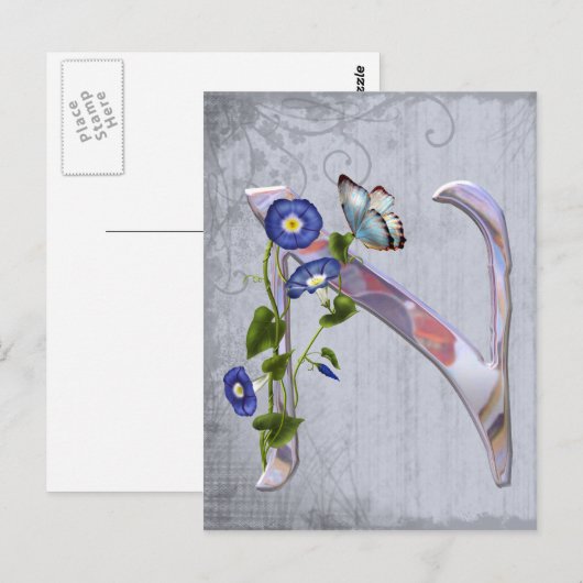 Edelvlinder Initiaal N Briefkaart (Voorkant / Achterkant)
