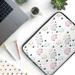 Edelvormig pastaafspatroon laptop sleeve<br><div class="desc">Dit laptop-hoesje heeft weinig zwarte harten en schapen in pastelkleuren,  met polkadot en gestreepte wol!</div>