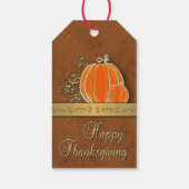 Edelvormige goudThanksgiving pompoenbladeren Cadeaulabel (Achterkant)