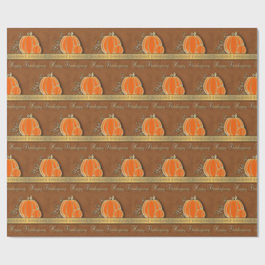 Edelvormige goudThanksgiving pompoenbladeren Cadeaupapier (Vlak)