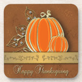 Edelvormige goudThanksgiving pompoenbladeren Drankjes Onderzetter (Voorkant)