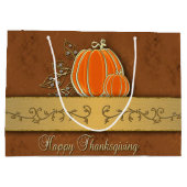 Edelvormige goudThanksgiving pompoenbladeren Groot Cadeauzakje (Achterkant)